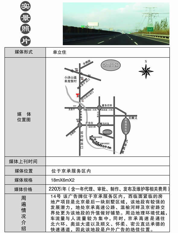 京承高速公路与六环的交界处单立柱户外广告-